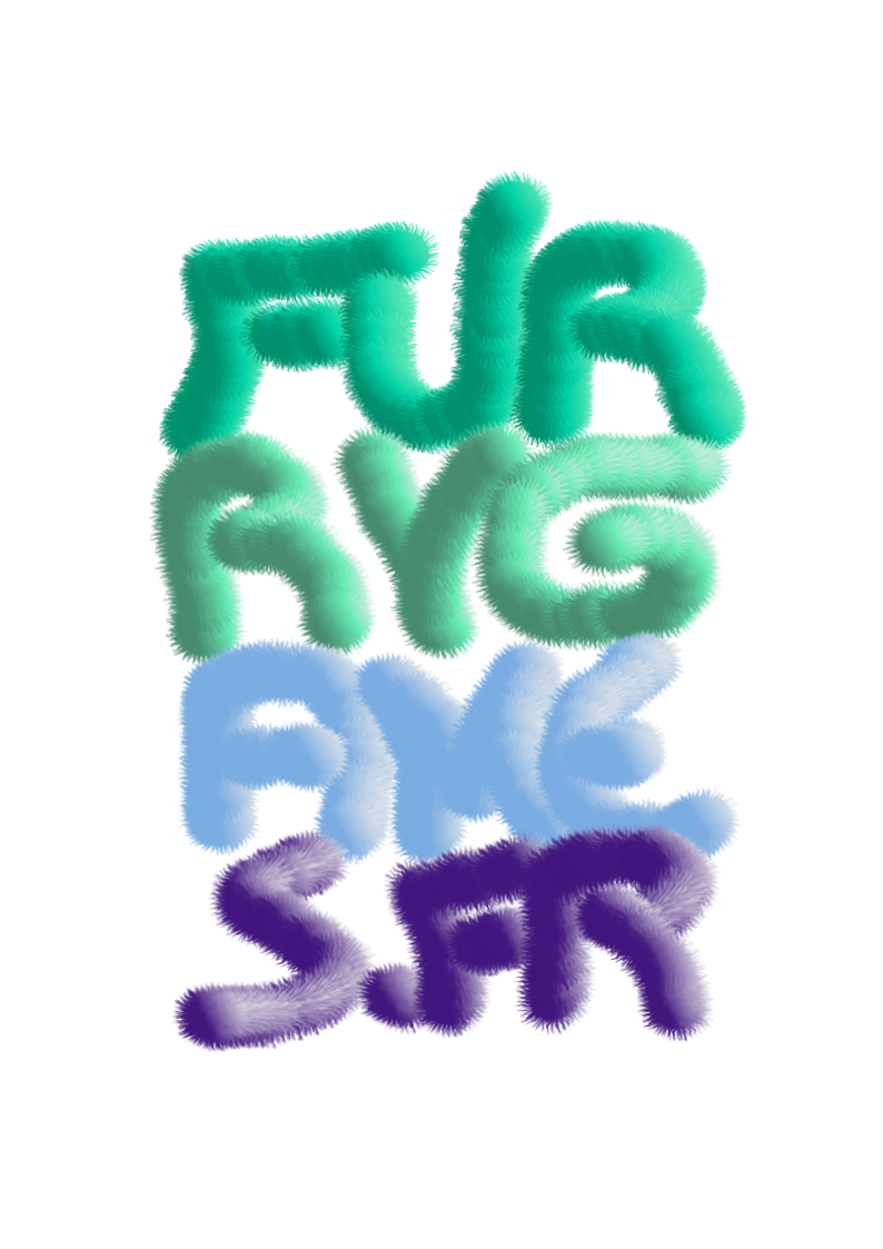 Logo featuring 'Furry Games dot FR'; the letters are covered with a furry texture in the colors of the 'Men loving men' flag.